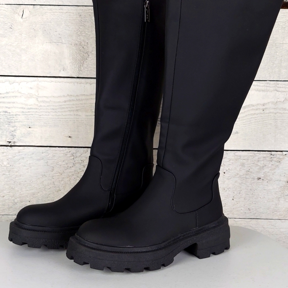 Knee High Black Platform Chunky Tall Boots Size 8.5 NWOB gothic witchy